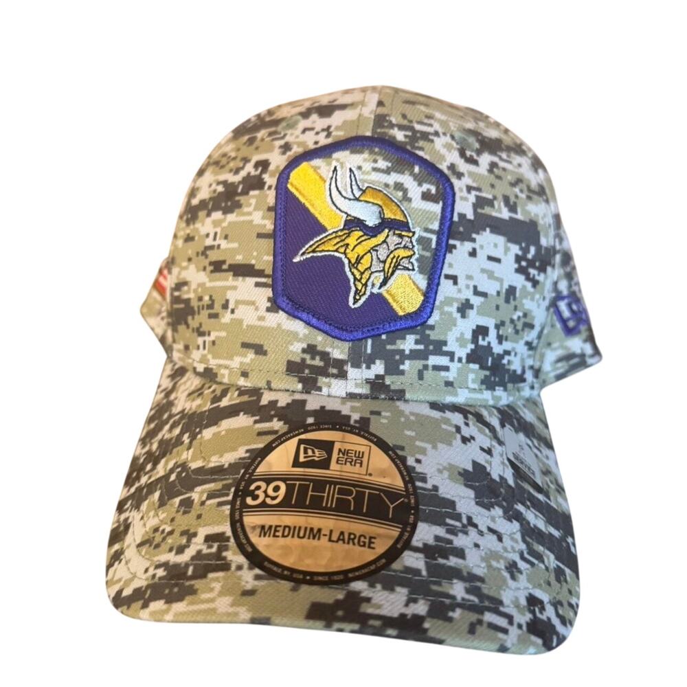 Minnesota Vikings New Era 39THIRTY Camo Hat M/L NFL Stretch Fit NWT